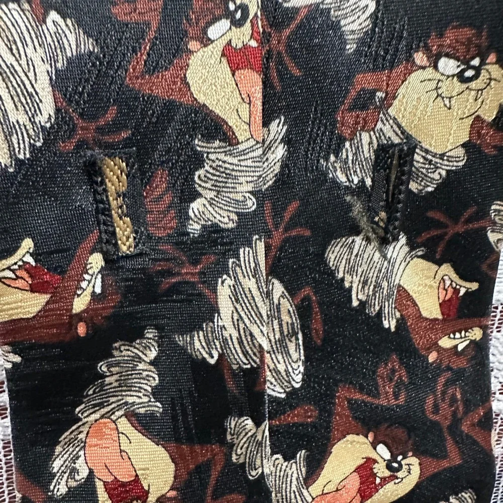 Looney Tunes‎ Necktie Mens OS Black Vintage 1995 Taz Tasmanian Devil Excellent
